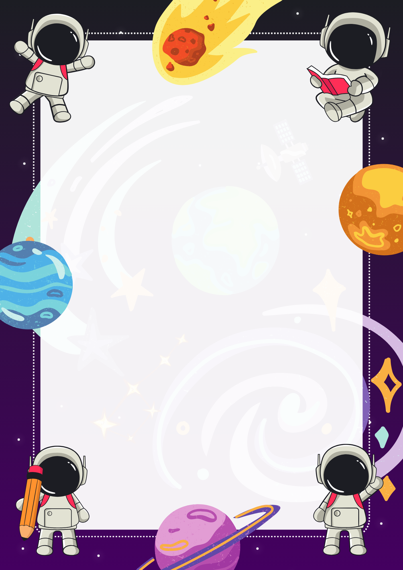 Colorful Outer Space Illustration Blank Notes A4 Document